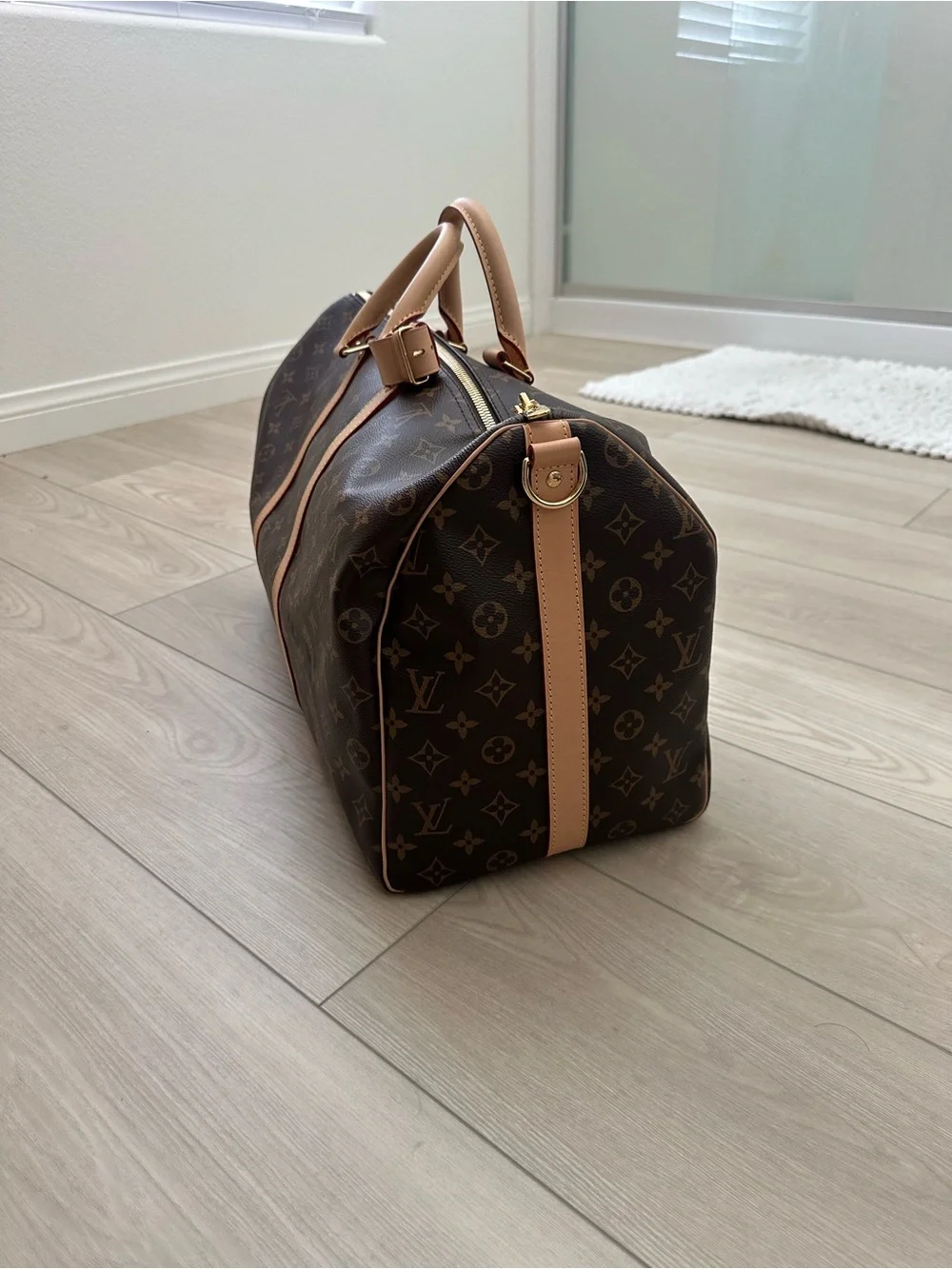 Louis Vuitton Monogram Canvas Travel Duffel with Natural Leather Trim